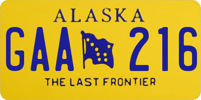 AK license plate GAA216
