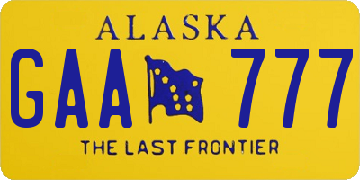 AK license plate GAA777