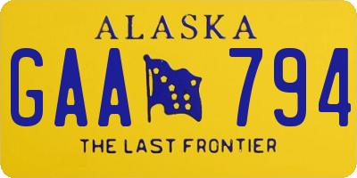 AK license plate GAA794