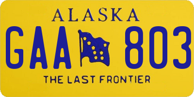 AK license plate GAA803