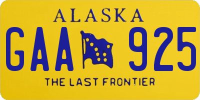 AK license plate GAA925
