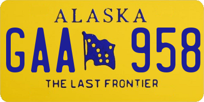 AK license plate GAA958