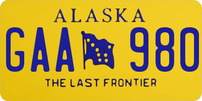 AK license plate GAA980