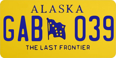 AK license plate GAB039