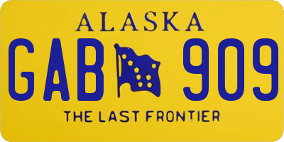 AK license plate GAB909