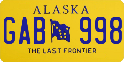 AK license plate GAB998
