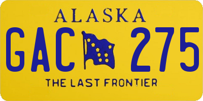 AK license plate GAC275