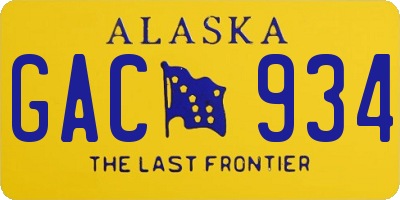 AK license plate GAC934