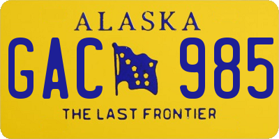 AK license plate GAC985