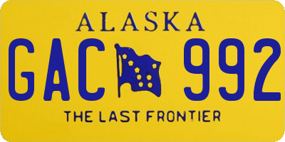 AK license plate GAC992
