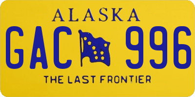 AK license plate GAC996
