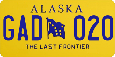AK license plate GAD020