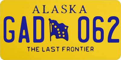 AK license plate GAD062