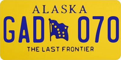 AK license plate GAD070