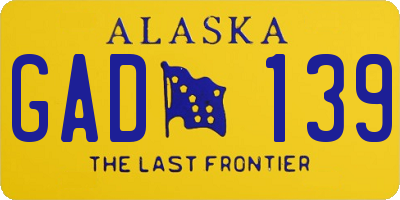 AK license plate GAD139