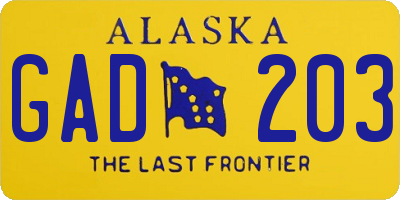 AK license plate GAD203