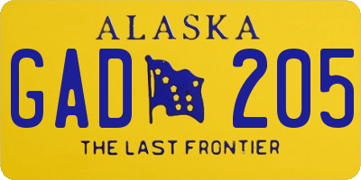 AK license plate GAD205