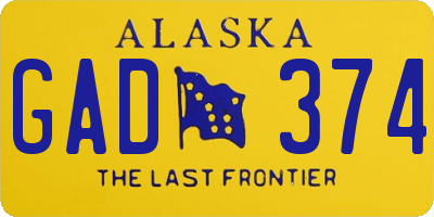 AK license plate GAD374