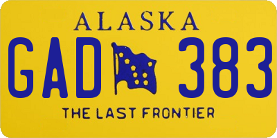 AK license plate GAD383