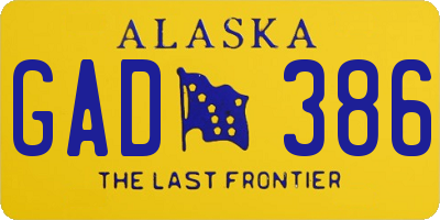 AK license plate GAD386