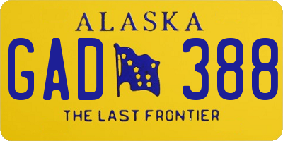 AK license plate GAD388