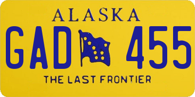 AK license plate GAD455