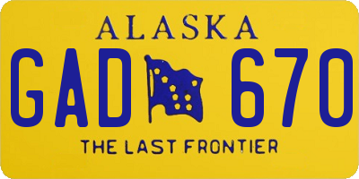 AK license plate GAD670
