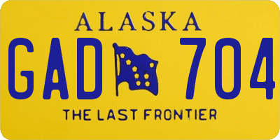 AK license plate GAD704
