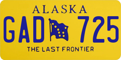 AK license plate GAD725