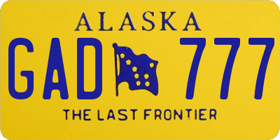 AK license plate GAD777
