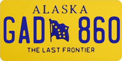 AK license plate GAD860