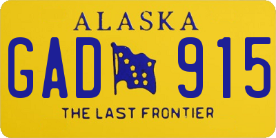 AK license plate GAD915