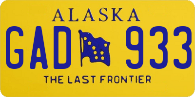 AK license plate GAD933