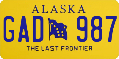 AK license plate GAD987