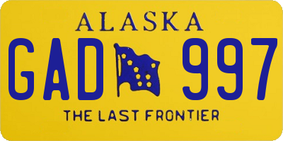 AK license plate GAD997