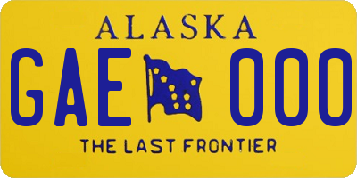 AK license plate GAE000