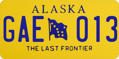 AK license plate GAE013