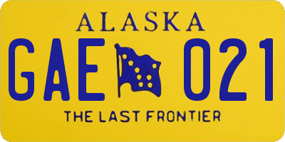 AK license plate GAE021