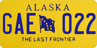 AK license plate GAE022