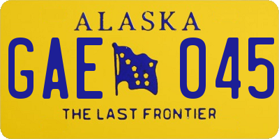 AK license plate GAE045