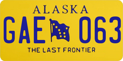 AK license plate GAE063
