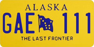AK license plate GAE111