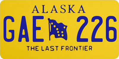AK license plate GAE226