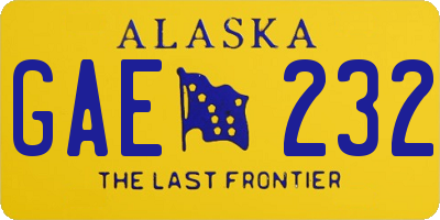 AK license plate GAE232