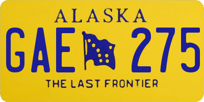 AK license plate GAE275