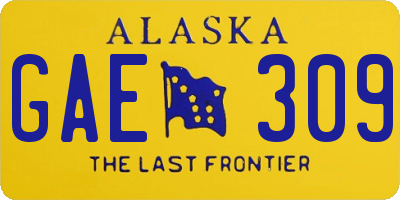 AK license plate GAE309