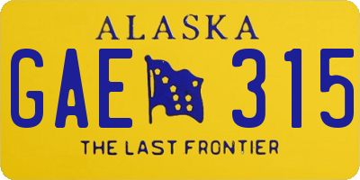 AK license plate GAE315