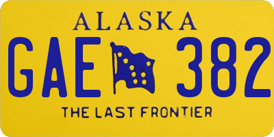 AK license plate GAE382