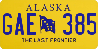AK license plate GAE385