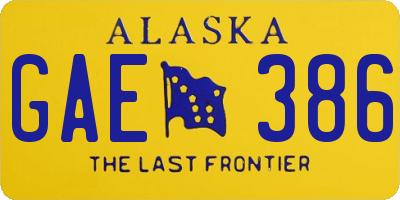 AK license plate GAE386